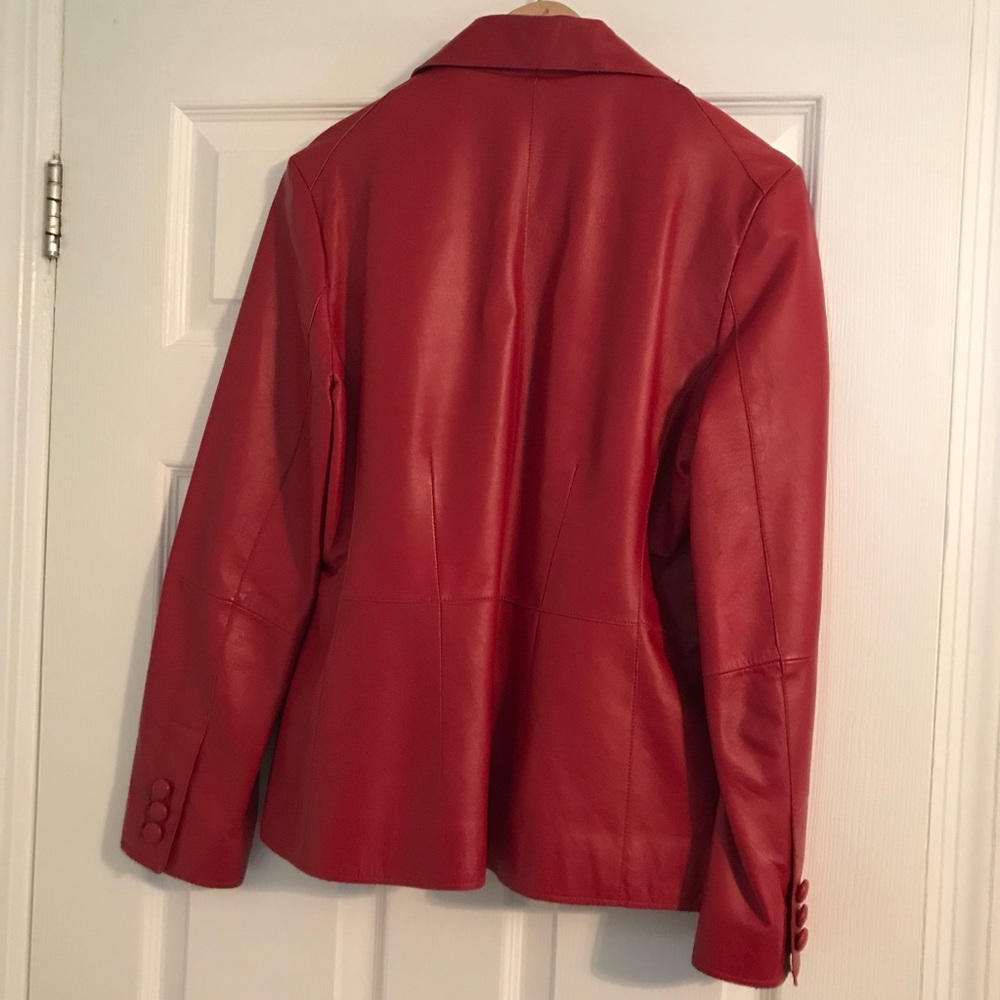Hot Red Leather Jacket - Picture 2 of 3